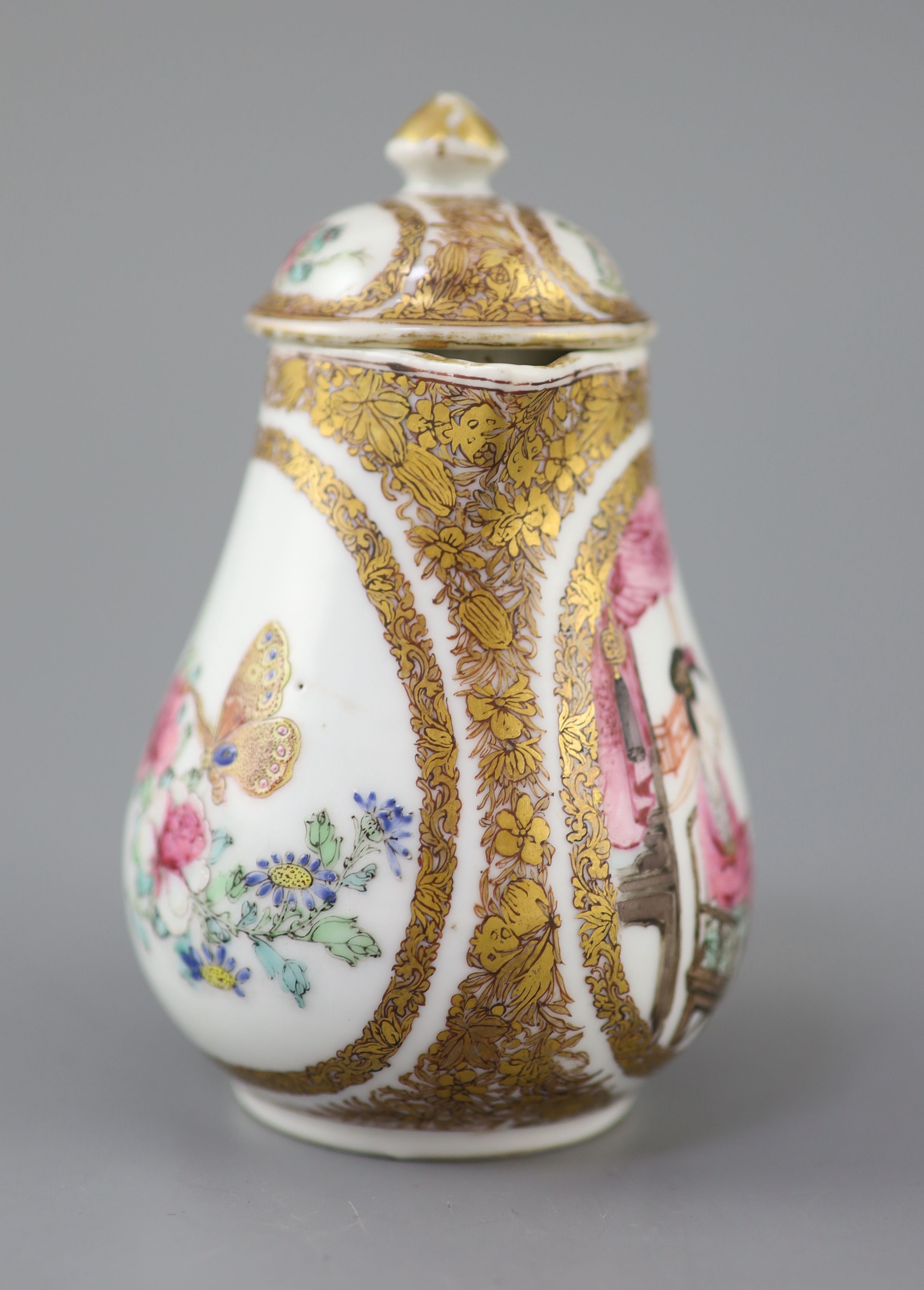 A Chinese famille rose covered jug, Yongzheng period (1723-35), 11.3cm high